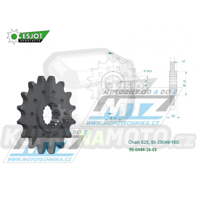 Kolečko řetězové (pastorek) 0444-16zubů ESJOT 50-29049-16S - Suzuki GSXR1000+GSXR1000R / 17-24