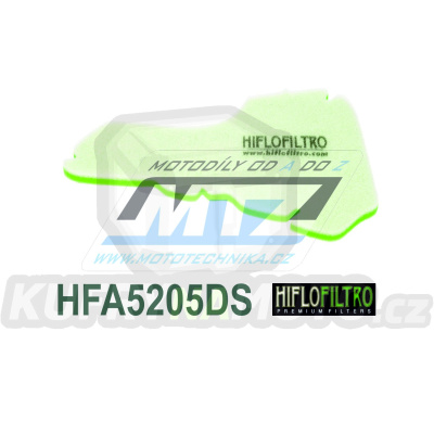 Filtr vzduchový HFA5205DS (HifloFiltro) - Derbi 125 Sonar+150 Sonar + Italjet 125 Torpedo+150 Torpedo + Piaggio 50 Sfera FL + 50 Vespa ET2 2T + 80 Sfera Rst 2T + 125 LX-4 Hexagon + 125 Liberty + 125 Vespa ET4