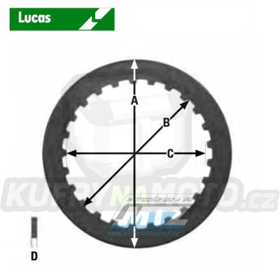 Lamely spojkové plechové (meziplechy) Lucas MES380-5 - Kawasaki KLR250 / 84-96
