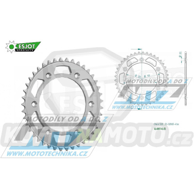 Rozeta řetězová (převodník) Dural 0897-41zubů ESJOT 51-32065-41 - barva stříbrná - KTM 125SX+ 250SXF+360EXC+400EXCF+300XC+450XCF+440MX+790 Adventure+620 EGS+690 Duke+125LC2 +350LC4+525SMR+690SMC + Husaberg TE250+FC350+FE450+FS450+ FX450 + Husqvarna F