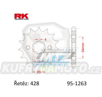 Kolečko řetězové (pastorek) 1263-17zubů RK - Yamaha YZ80 + DT100+DT125+DT175 + TZR80+TZR125+SR125 + XT125+XT225+YBR125+AG175+AG200 + Suzuki TF100+TF125+DR125 + Kawasaki KD80+KV175 + Malaguti 125 + Rieju 125 + Honda CT110 + Beta 125+Jin