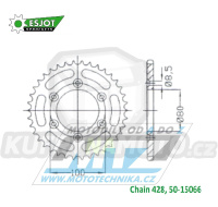 Rozeta ocelová (převodník) 15066-48zubů ESJOT 50-15066-48 - Rieju RR50 / 97-06