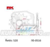 Kolečko řetězové (pastorek) 0516-14zubů RK - Kawasaki EL250 Chopper + EL250 + GPZ250R + GPX250R + KLX250S + ZZR250 + BR250 + KL250 + KR250 + KLX300 + KLR500 + KLR600 + KLR650 + Suzuki GS500