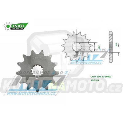 Kolečko řetězové (pastorek) 0518-14zubů ESJOT 50-30002-14 - Kawasaki KZ650 + Z650F + KZ700 + GPZ750 + KZ750 + Z750 + KZ900 + Z900 + Suzuki GS750 + GSX750 + GS1000 + GSX1000 + RE5 + GS1100 + GSX1100 + GS1150