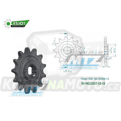 Kolečko řetězové (pastorek) HQ125ST-13zubů ESJOT 50-32059-13 - Husqvarna CR125+SM125S+WR125+WR240+WER125