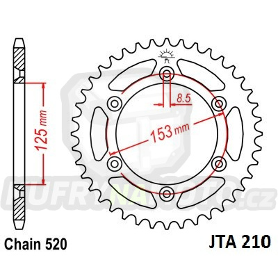 Řetězová rozeta BETA RR 125 2018-2025 49 zubů, řetěz 520 - akce