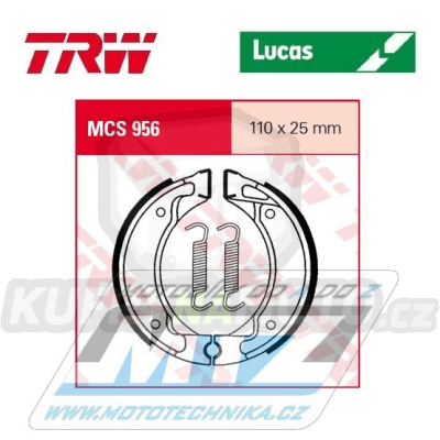 Brzdové obložení (brzdové pakny) TRW Lucas MCS956 - MBK CW50 Booster + CW50RSX Booster Track + YH50 Flipper + Yamaha CV50 Beluga + CW50 BWs + DT50LC + DT50MX + DT50R + YM50 Breeze + YQ50 Aerox + DT80MXS + PW80 + AG100 + RSX100 + Crypton 110 + SR125SE