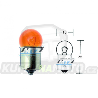 Žárovka 12V 21W BA15s oranž. malá