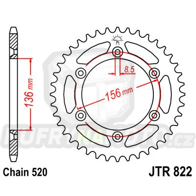 Řetězová rozeta BETA RR 450 2005-2009 45 zubů, řetěz 520 - akce