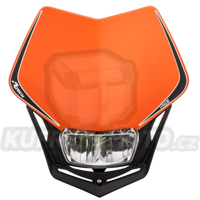 UNI přední maska včetně světla V-Face FULL LED, RTECH (oranžová/černá)