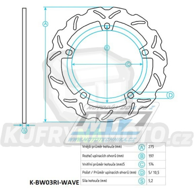 Kotouč brzdový (276/174/5D) - BMW R850GS+R850R+R1100GS+R1100R+R1100RT+R1100S+R1150GS+R1150R+R1100RS
