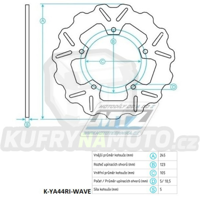 Kotouč brzdový nerezový (245/105/5D) -Yamaha FZ6N+FZ6S Fazer+MT03 660+FZ1 Fazer