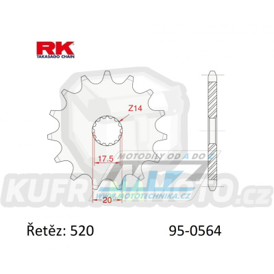 Kolečko řetězové (pastorek) 0564-13zubů RK - Yamaha YZ125 / 87-04 + XVS125 Dragstar + DT200R+WR125+WR200 + Gas-Gas EC125