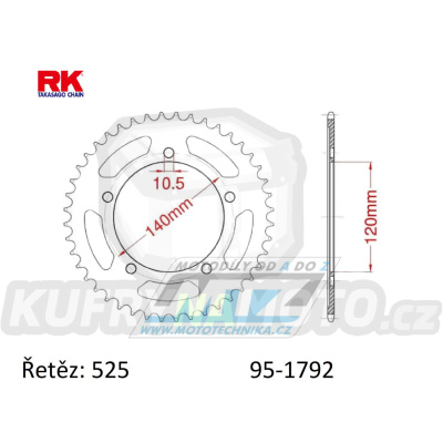 Rozeta ocelová (převodník) 1792-47zubů RK - Suzuki DL650 V-Strom + DL1000 V-Strom + DL1050 V-Strom + GSR600+GSR750 + GSXR600+GSXR750+GSXR1000+GSXS750 + Triumph 600TT + 650 Daytona + 800 Bonneville + 865 Bonneville + 865 Scrambler + 865 Thruxton