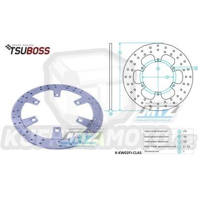 Kotouč brzdový nerezový (270/130/6D) - Kawasaki ZX400+GPZ500S / 89-06+GPZ600R / 84-90+ZX600+GPZ750R+GPZ750Unitark / 83-88+Z750Turbo+Eliminator900+GPZ900R / 84-89+Eliminator1000+GTR1000 / 86-93