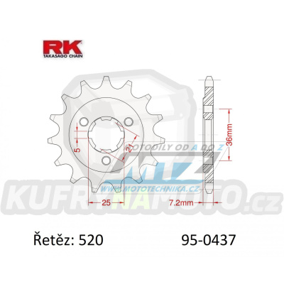 Kolečko řetězové (pastorek) 0437-16zubů RK - Suzuki SP600F + DR600S + DR650RSE