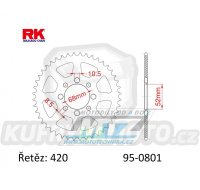 Rozeta ocelová (převodník) 0801-38zubů RK - Suzuki A50+AP50 + DR50+DRZ110 + RM50+RV50+TS50 + FR50+FR70+ALT50+LT50 + Kawasaki AE50+AR50+AE80+AR80 + KLX110 + Z125 Pro + pitbike + čínské čtyřkolky