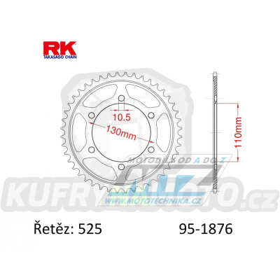 Rozeta ocelová (převodník) 1876-46zubů RK - Suzuki GSXR600+GSXR750+GSXR1000 + GSXS1000 + Yamaha FZ07+FZ09+FZ10 + MT07+MT09+MT10 + YZFR6+YZF-R6 + XSR700+XSR900 + 900 Tracer+MTT850 + XTZ690 Tenere+XTZ700 Tenere