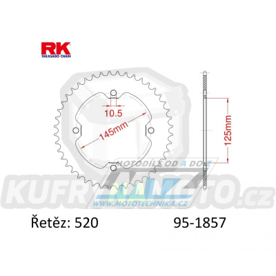 Rozeta ocelová (převodník) 1857-42zubů RK - Yamaha XT600+TT600 + YFZ450+YFZ450X+YFZ450R + YFM250R Raptor+YFM350R Raptor+YFM700R Raptor + YFZ350 Banshee+YFM350X Warrior