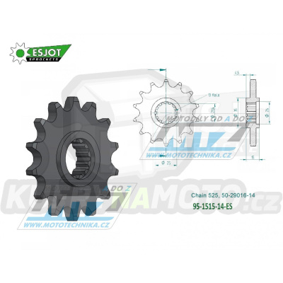 Kolečko řetězové (pastorek) 1515-14zubů ESJOT 50-29016-14 - Kawasaki ZRX400 + ZX6R Ninja