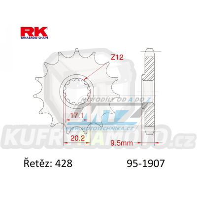 Kolečko řetězové (pastorek) 1907-14zubů RK - KTM 85SX+105SX / 04-17 + Husqvarna TC85 / 15-17