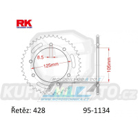 Rozeta ocelová (převodník) 1134-50zubů RK - Derbi 125 Baja+125 Cross City+125 Senda+125 Terra + Malaguti 125 X3M Motard + Peugeot 125 XPS + Rieju 125 RS3+125 SMX+ 125 Tango+125 Marathon Pro + Yamaha XT125 X+XT125R + Motor Hispania 125 Duna