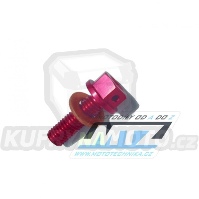 Magnetický výpustný šroub M8x25mm (závit 1,25) - Honda CRF250R / 04-09 + CRF250X / 04-12 - červený