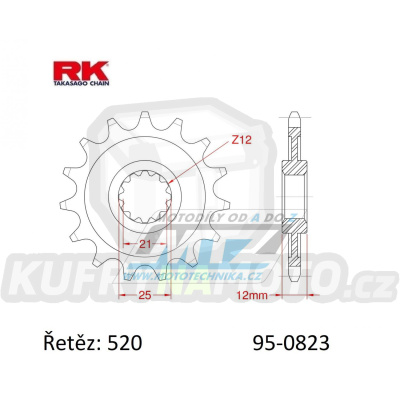 Kolečko řetězové (pastorek) 0823-14zubů RK - Husaberg FE350+FE400+FE501+FE600 + FE450+FE550+FE650 + FC350+FC450+FC501+FC550+FC600 + MX350+MX499+MX501+FS450+FS550+FS650 + Husqvarna CR125+WR125 + WR240+WR250+WR350+WR400+WR430+WR500 + TC500+TC510+TE500