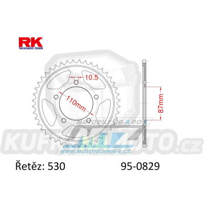 Rozeta ocelová (převodník) 0829-45zubů RK - Suzuki GSF600 Bandit + GSF600S Bandit + GSF650 Bandit + GSX600 F Katana + GSX750 F + GSXR750 + GSXR1100 + RF600R + VZ800 Marauder