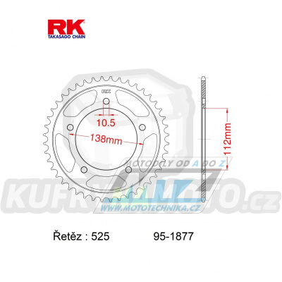 Rozeta ocelová (převodník) 1877-41zubů RK - Yamaha YZF-R1 / 15-21 + YZFR1 + 900 Nikken (MXT850) / 18-20 + 900 Nikken GT (MXT850D) / 20