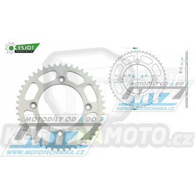 Rozeta řetězová (převodník) Dural YZ65-48zubů ESJOT 51-13049-48 - barva stříbrná - Yamaha YZ65 / 18-23