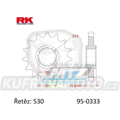 Kolečko řetězové (pastorek) 0333-15zubů RK - Honda CB900F Hornet+CB1000R+CBF1000F + CBR900RR+CBR929RR+CBR954RR Fireblade + CBR1000RR Fireblade+VTR1000F Firestorm+VTR1000SP + VFR750F Interceptor+VF750C Magna+VF750F+RVT1000R