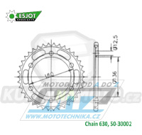 Rozeta ocelová (převodník) 30002-40zubů ESJOT 50-30002-40 - Kawasaki GPZ1000RX ZX1000 A1-A3+ZX1000 A1-A2 Ninja ZX10 630 Conversion / 86-89