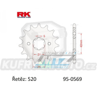 Kolečko řetězové (pastorek) 0569-14zubů RK - Yamaha YZ250+YZ465+YZ490 + WR250+XT250+DT250+DT400 + SR250+RZ250+RZ350 + TY250+TY300+TY350 + RD350YPVS+YFM350 Warrior+Raptor+Banshee + Kawasaki KX250+KX500 + KLX250+KLX300+KDX200+KDX220+KDX250 + Yuki 250