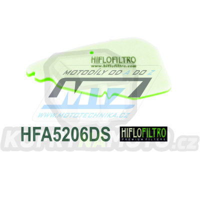 Filtr vzduchový HFA5206DS (HifloFiltro) - Derbi 50 Atlantis 4T + 100 Atlantis 4T + Piaggio 50 Free + 100 Free 4T