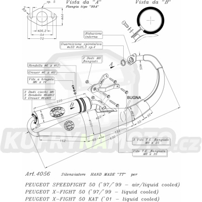 Výfuk Leo Vince Peugeot  X-FIGHT 50 KAT liquid cooled 2001 > HAND MADE TT LVKN707-4056