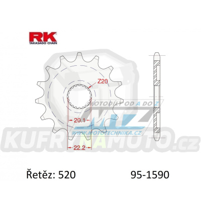 Kolečko řetězové (pastorek) 1590-12zubů RK - Yamaha YZ125+YZF250+WRF250 + WR250R+WR250X + Gas-Gas ECF250+ECF300+ECF450