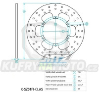 Kotouč brzdový (250/118/6D) - Suzuki RM125+RM250+RMX250 + DRZ400S+DRZ400E + Yamaha YZ125+YZ250 / 01-16+YZ250X+YZF250+YZF250X+YZF426+YZF450+YZF450X + WRF250+WR250+WRF426+WRF450