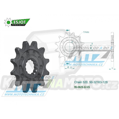 Kolečko řetězové (pastorek) 0825-12zubů ESJOT 50-32163-12S - Husqvarna TC250+TE250+TXC250 + TE310