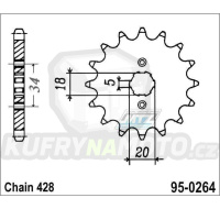 Kolečko řetězové (pastorek) 0264-17zubů MTZ - Honda C90Z + CE90 + CBZ125 + EZ90 Cub + CB175K + XLR250R3 + XLR250 Baja + XLR250R + Kymco 125 Pulsar + 125 STR + Gilera 125 Cougar + Yamaha DT125Z + DT200R + Derbi 125 Senda