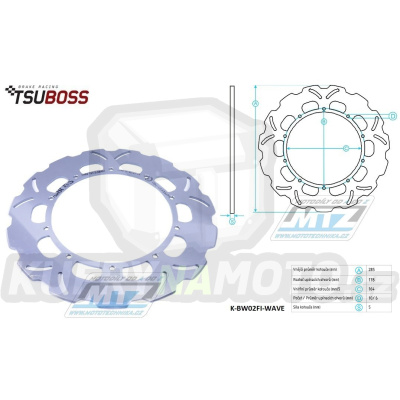 Kotouč brzdový (285/164/10D) - zubatý design WAVE - BMW K750+R800+K1000+R1000+K1100+R1100