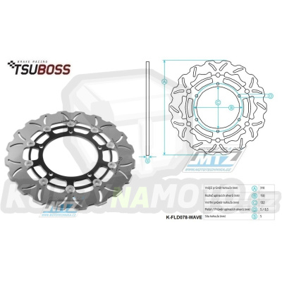 Kotouč brzdový plovovoucí nerezový (310/132/5D) zubatý desing -Yamaha YZF-R6+FZ800Fazer+YZF-R1+XTZ1200Super Tenere