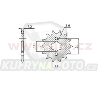řetězové kolečko pro sekundární řetězy typu 428, SUNSTAR (13 zubů)