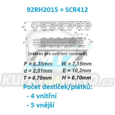 Řetěz rozvodový 92RH2015 = SCR412 (metráž řetězu v roli - možnost jakéhokoliv počtu článků)