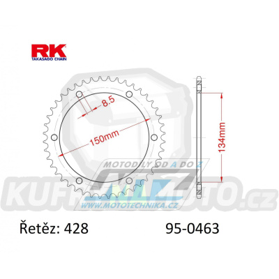 Rozeta ocelová (převodník) 0463-48zubů RK - Kawasaki KMX125 / 86-03 + KMX200 / 88-92