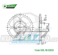 Rozeta ocelová (převodník) 32033-41zubů ESJOT 50-32033-41 - Honda XL200 Paris Dakar / 84-90