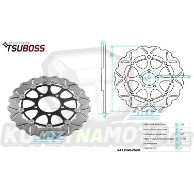 Kotouč brzdový plovovoucí (280/80,5/5D) zubatý desing - Kawasaki ZX636 / 03-04 + ZX600RR Ninja