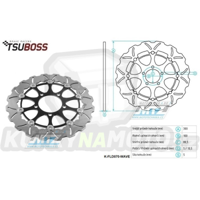 Kotouč brzdový plovovoucí nerezový (300/80,5/5D) zubatý desing - Kawasaki ZX6R Ninja+ER6F+ER6N+Versys650+Z750+Z750R + Versys1000+ Z1000+ZX-10R