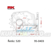 Kolečko řetězové (pastorek) 0403-15zubů RK - BMW G450X + BMW G450X Street Legal + Husqvarna 449SMR + 449TC + 449TE + 511SMR + 511TE