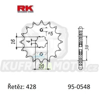 Kolečko řetězové (pastorek) 0548-13zubů RK - Yamaha TTR125 + SR125 + XT125 + YBR125 + YFM125R + Motor Hispania 125